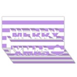 Horizontal Stripes - White and Bright Lavender Violet Merry Xmas 3D Greeting Card (8x4)