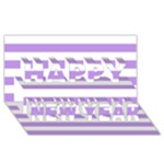 Horizontal Stripes - White and Bright Lavender Violet Happy New Year 3D Greeting Card (8x4)