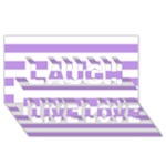 Horizontal Stripes - White and Bright Lavender Violet Laugh Live Love 3D Greeting Card (8x4)