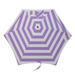 Horizontal Stripes - White and Bright Lavender Violet Mini Umbrella