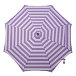 Horizontal Stripes - White and Bright Lavender Violet Hook Handle Umbrella (Small)