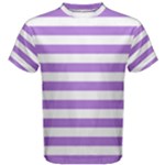 Horizontal Stripes - White and Lavender Violet Men s Cotton Tee