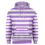 Horizontal Stripes - White and Lavender Violet Men s Pullover Hoodie