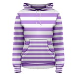 Horizontal Stripes - White and Lavender Violet Women s Pullover Hoodie