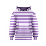 Horizontal Stripes - White and Lavender Violet Kid s Pullover Hoodie