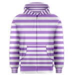 Horizontal Stripes - White and Lavender Violet Men s Zipper Hoodie