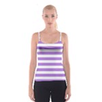 Horizontal Stripes - White and Lavender Violet Spaghetti Strap Top