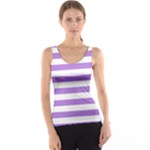 Horizontal Stripes - White and Lavender Violet Tank Top