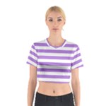 Horizontal Stripes - White and Lavender Violet Cotton Crop Top