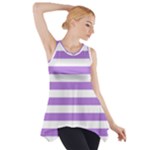 Horizontal Stripes - White and Lavender Violet Side Drop Tank Tunic