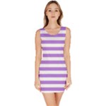 Horizontal Stripes - White and Lavender Violet Bodycon Dress