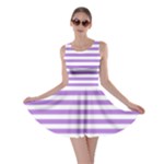 Horizontal Stripes - White and Lavender Violet Skater Dress