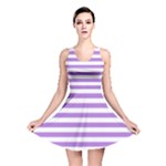 Horizontal Stripes - White and Lavender Violet Reversible Skater Dress