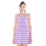 Horizontal Stripes - White and Lavender Violet Scoop Neck Skater Dress