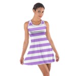 Horizontal Stripes - White and Lavender Violet Cotton Racerback Dress