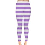 Horizontal Stripes - White and Lavender Violet Women s Leggings