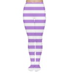 Horizontal Stripes - White and Lavender Violet Women s Tights
