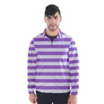 Horizontal Stripes - White and Lavender Violet Wind Breaker (Men)