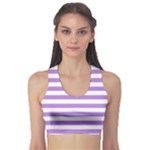 Horizontal Stripes - White and Lavender Violet Women s Sports Bra