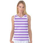 Horizontal Stripes - White and Lavender Violet Women s Basketball Tank Top