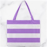 Horizontal Stripes - White and Lavender Violet Mini Tote Bag