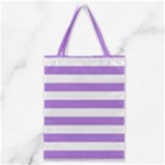 Horizontal Stripes - White and Lavender Violet Classic Tote Bag