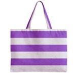 Horizontal Stripes - White and Lavender Violet Zipper Mini Tote Bag