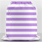 Horizontal Stripes - White and Lavender Violet Drawstring Bag (Large)