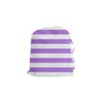 Horizontal Stripes - White and Lavender Violet Drawstring Pouch (S)