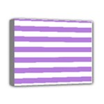 Horizontal Stripes - White and Lavender Violet Deluxe Canvas 14  x 11  (Stretched)
