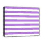 Horizontal Stripes - White and Lavender Violet Deluxe Canvas 20  x 16  (Stretched)