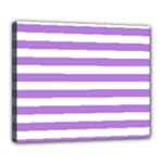 Horizontal Stripes - White and Lavender Violet Deluxe Canvas 24  x 20  (Stretched)