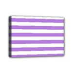 Horizontal Stripes - White and Lavender Violet Mini Canvas 7  x 5  (Stretched)