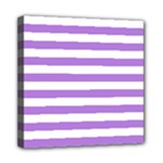 Horizontal Stripes - White and Lavender Violet Mini Canvas 8  x 8  (Stretched)