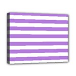 Horizontal Stripes - White and Lavender Violet Canvas 10  x 8  (Stretched)