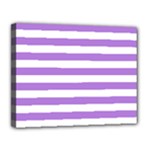 Horizontal Stripes - White and Lavender Violet Canvas 14  x 11  (Stretched)