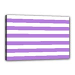 Horizontal Stripes - White and Lavender Violet Canvas 18  x 12  (Stretched)
