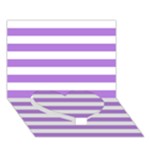 Horizontal Stripes - White and Lavender Violet Heart Bottom 3D Greeting Card (7x5)