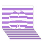 Horizontal Stripes - White and Lavender Violet Clover 3D Greeting Card (7x5)