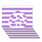Horizontal Stripes - White and Lavender Violet Peace Sign 3D Greeting Card (7x5)