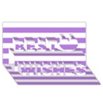 Horizontal Stripes - White and Lavender Violet Best Wish 3D Greeting Card (8x4)