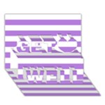 Horizontal Stripes - White and Lavender Violet Get Well 3D Greeting Card (7x5)
