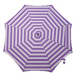 Horizontal Stripes - White and Lavender Violet Hook Handle Umbrella (Medium)