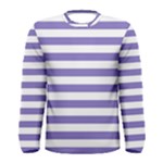 Horizontal Stripes - White and Ube Violet Men s Long Sleeve T-shirt