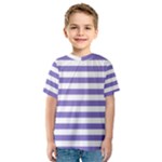 Horizontal Stripes - White and Ube Violet Kid s Sport Mesh Tee