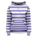 Horizontal Stripes - White and Ube Violet Women s Pullover Hoodie