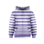 Horizontal Stripes - White and Ube Violet Kid s Zipper Hoodie