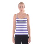 Horizontal Stripes - White and Ube Violet Spaghetti Strap Top