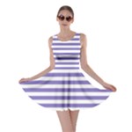 Horizontal Stripes - White and Ube Violet Skater Dress