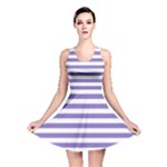 Horizontal Stripes - White and Ube Violet Reversible Skater Dress
